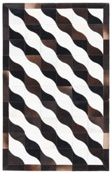 Safavieh Studio Leather 3'-0" x 5'-0" Rug in Black / Ivory