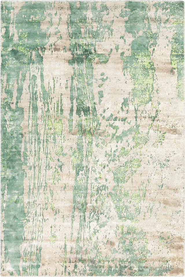 Chandra Dawn DAW-52307 Greeen / Tan / White rug, flat view