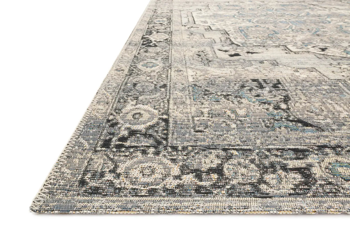 Loloi Mika Mik-01 Grey / Blue Rugs - rug corner