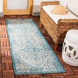 Safavieh Courtyard 2'-3" x 10'-0" Rug in Teal / Cream