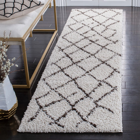 Safavieh Berber Shag 2'-3" x 8'-0" Rug in Creme / Brown