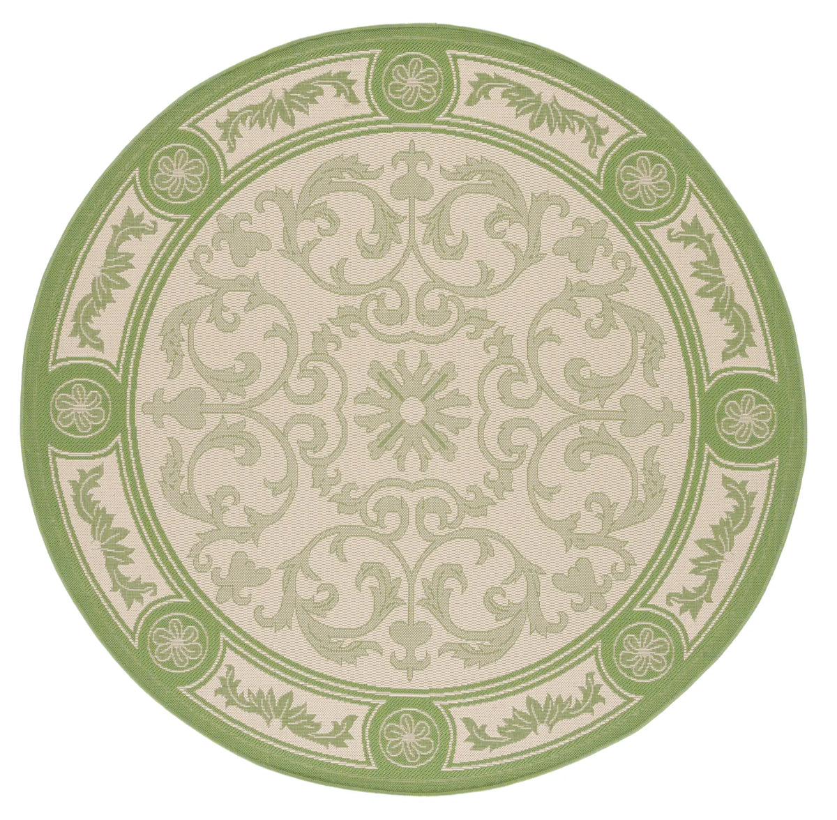 Safavieh Courtyard 6'-7" x 6'-7" Rug in Natural / Olive