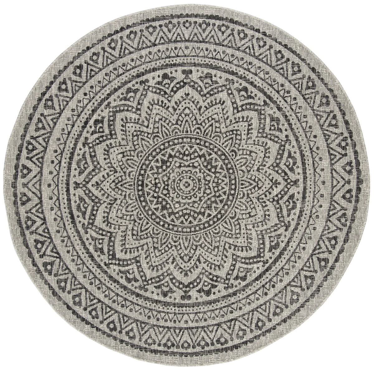 Safavieh Courtyard 5'-3" x 5'-3" Rug in Light Grey / Black