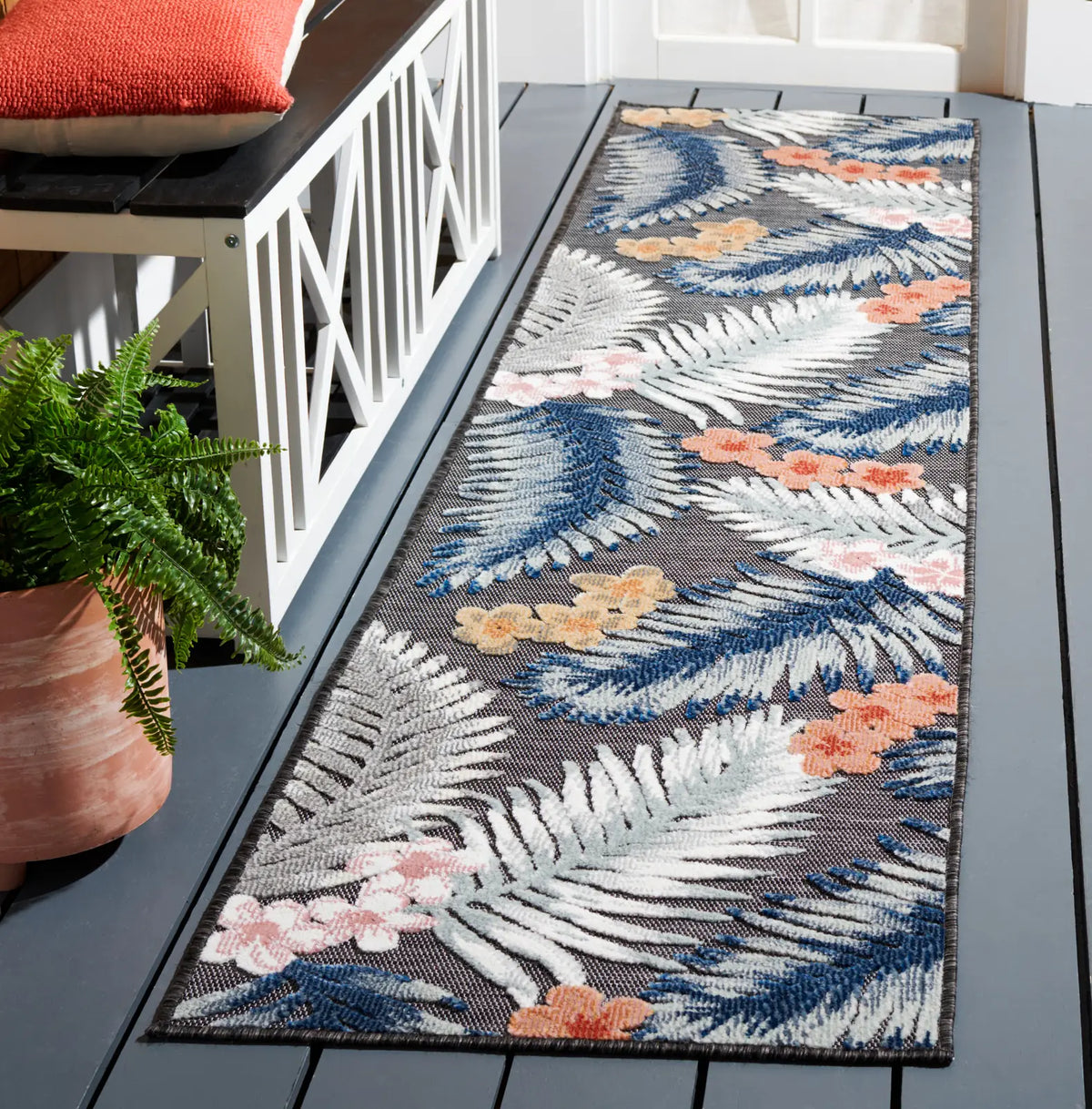 Safavieh Cabana 2'-0" x 9'-0" Rug in Black / Rust