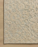 Loloi Prudence PRU-01 Sage / Ivory Hand Tufted Rug - corner on wood