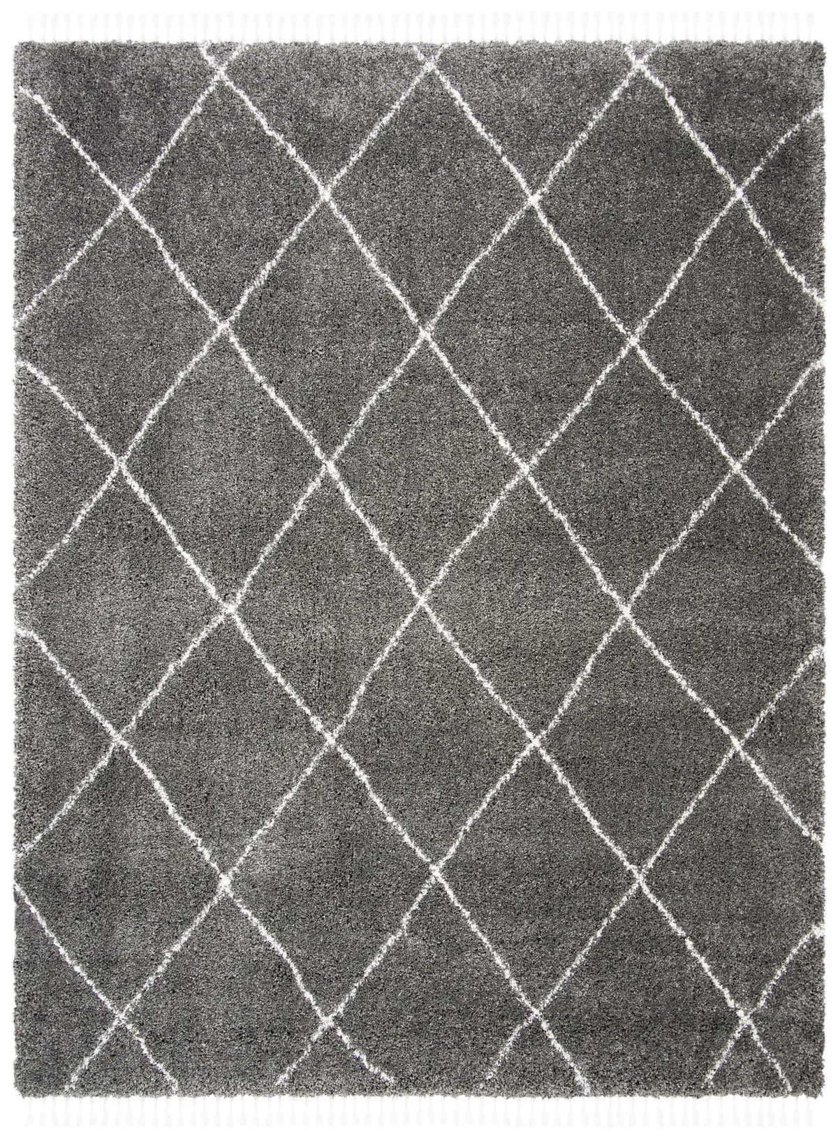 Safavieh Moroccan Fringe Shag 8'-0" x 10'-0" Rug in Grey / Ivory