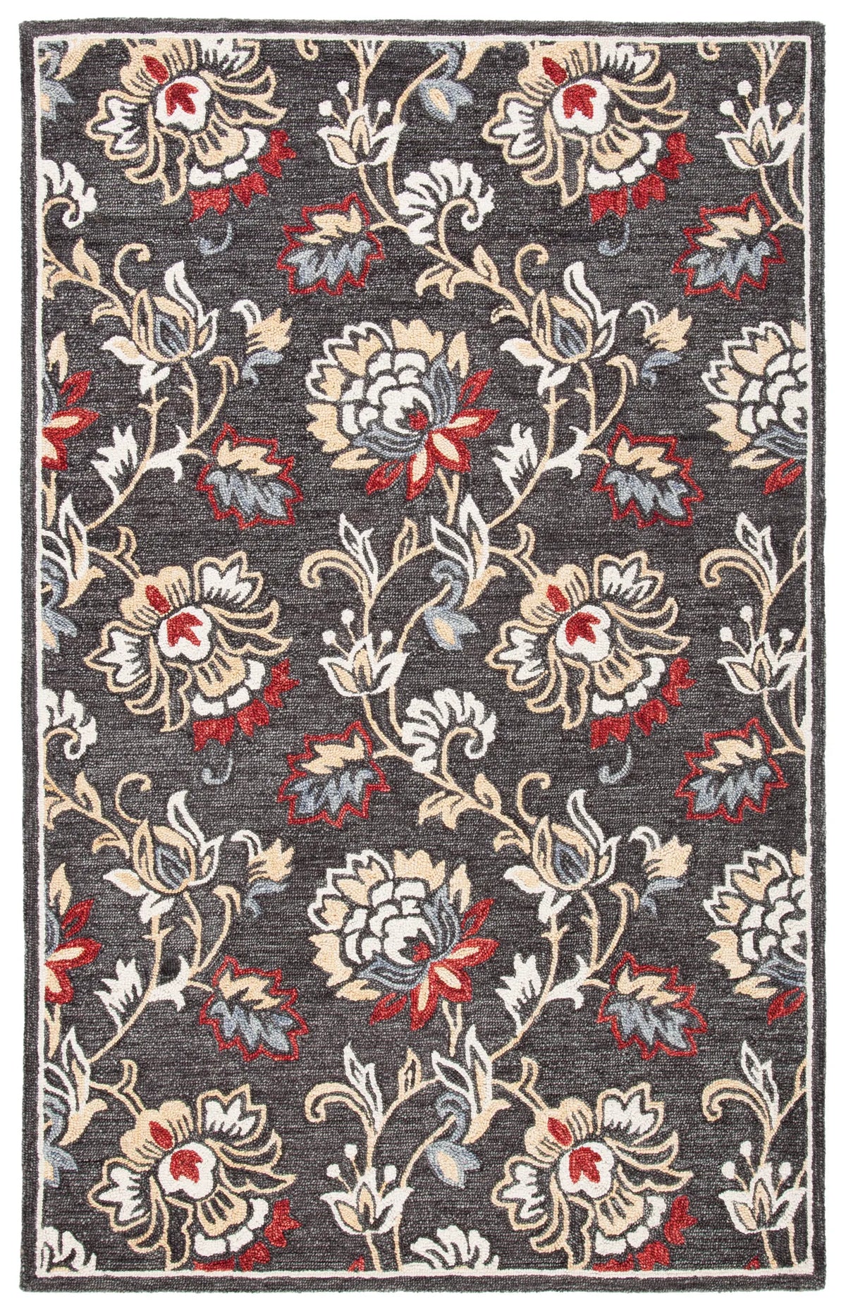 Safavieh Blossom 4'-0" x 6'-0" Rug in Dark Grey / Yellow