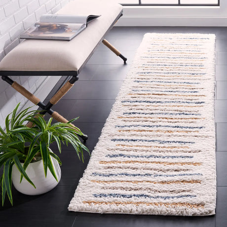 Safavieh Calico Shag 2'-2" x 8'-0" Rug in Ivory / Gold