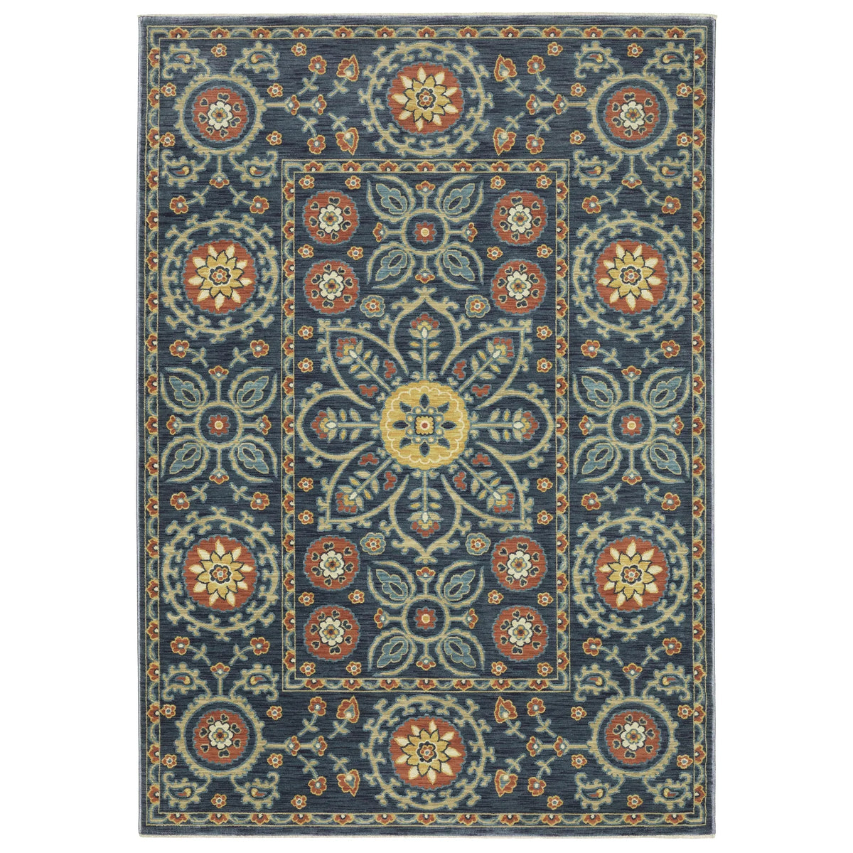 Oriental Weavers Sphinx Francesca Fr11B Blue/ Rust Rug - main flat