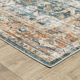 Oriental Weavers Machine Washable Charleston Cha06 Blue/ Rust Rug - corner detail
