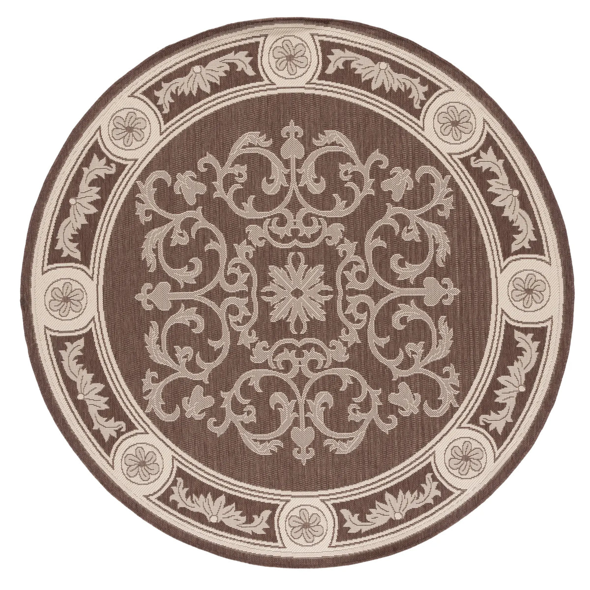 Safavieh Courtyard 6'-7" x 6'-7" Rug in Chocolate / Natural