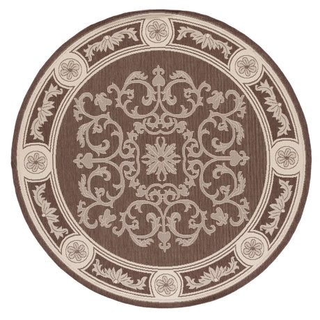 Safavieh Courtyard 6'-7" x 6'-7" Rug in Chocolate / Natural