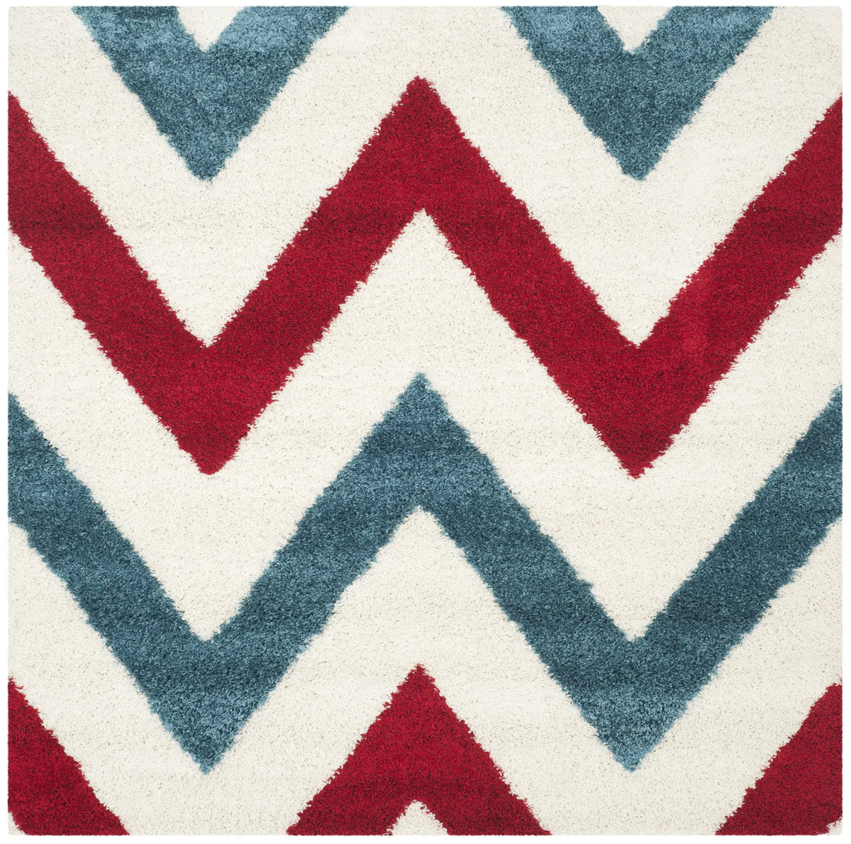 Safavieh Sgk-Shag Kids 6'-7" x 6'-7" Rug in Ivory / Red