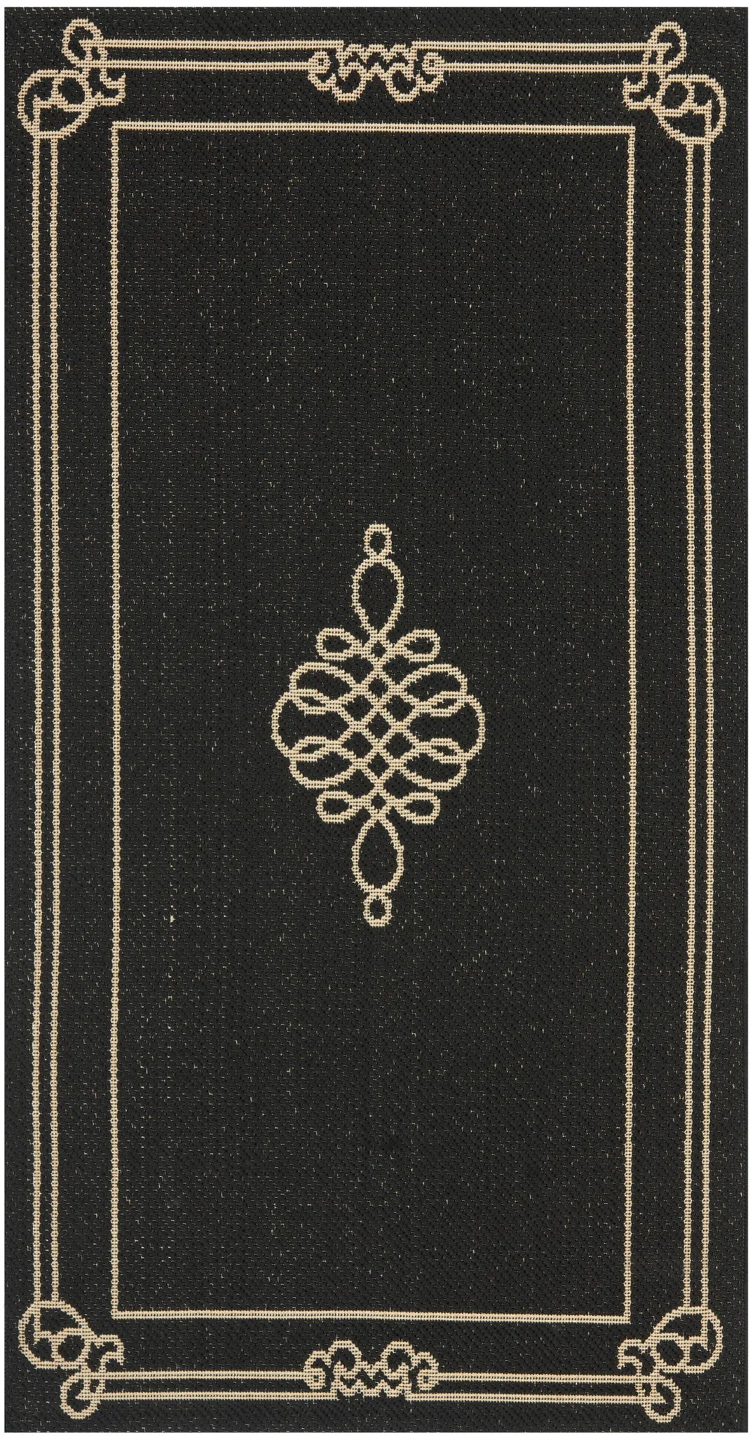 Safavieh Courtyard 2'-7" x 5'-0" Rug in Black / Creme