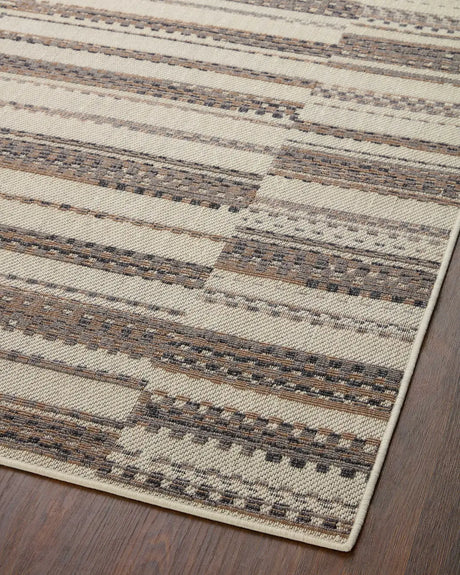 Loloi Rainier Rai-08 Ivory/Taupe Rug - angled corner on wood