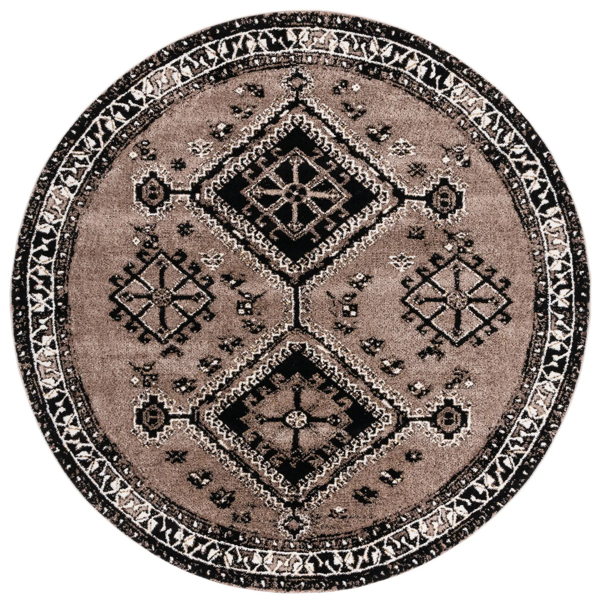 Safavieh Vintage Hamadan 6'-7" x 6'-7" Rug in Brown / Black