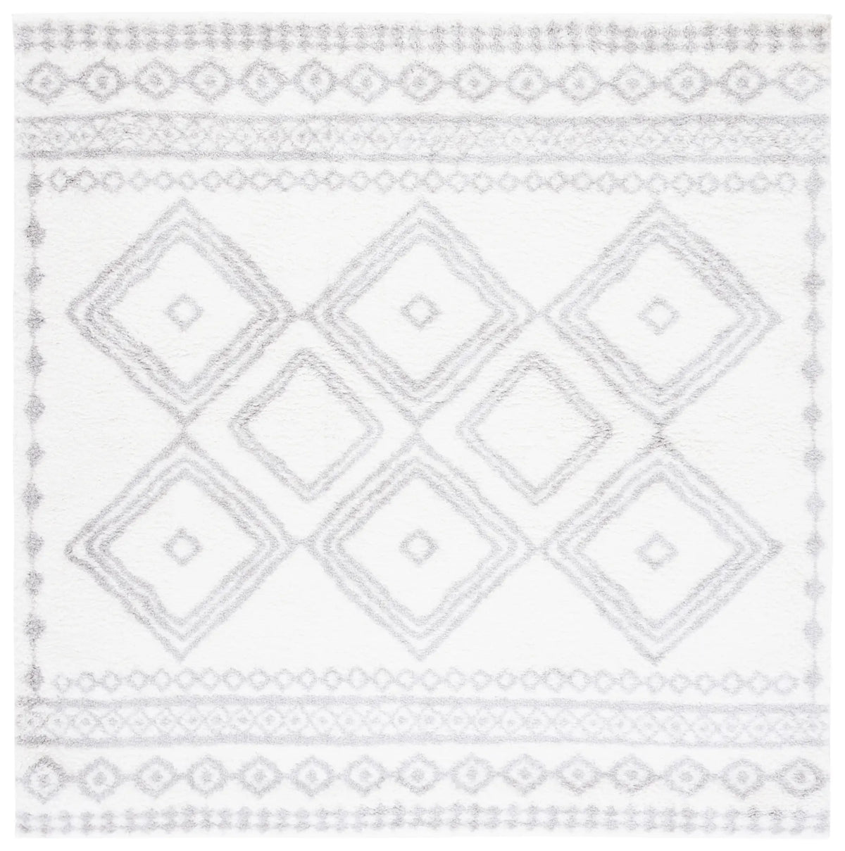 Safavieh Berber Shag 7'-0" x 7'-0" Rug in Ivory / Grey
