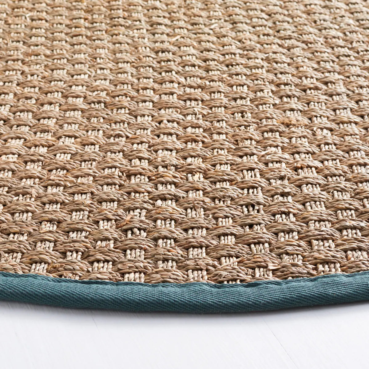 Safavieh Natural Fiber 6'-0" x 6'-0" Rug in Natural / Dusty Teal Blue