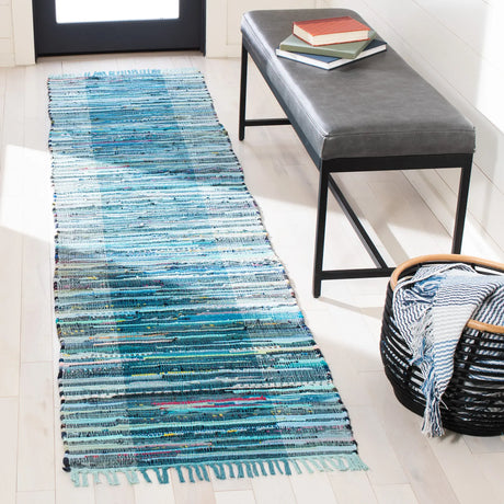 Safavieh Rag Rug 2'-3" x 9'-0" Rug in Light Blue / Grey