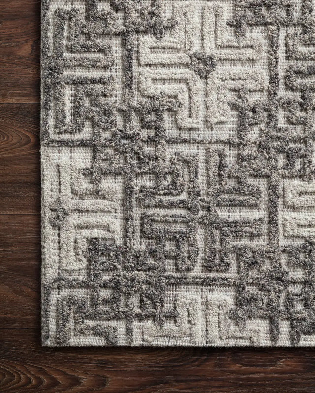 Loloi Ehren Ehr-01 Charcoal / Fog Rugs - corner on wood