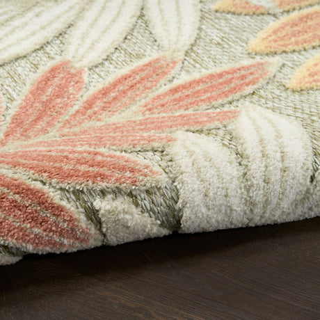 Nourison Aloha ALH18 Machine Made Sage, Rose Rug