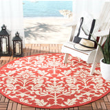 Safavieh Courtyard 5'-3" x 5'-3" Rug in Red / Natural