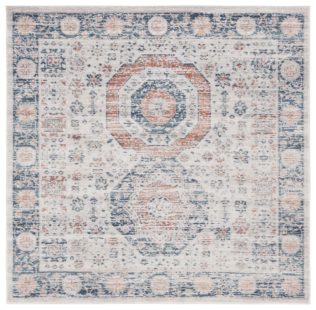 Safavieh Madison 800 6'-7" x 6'-7" Rug in Beige / Blue