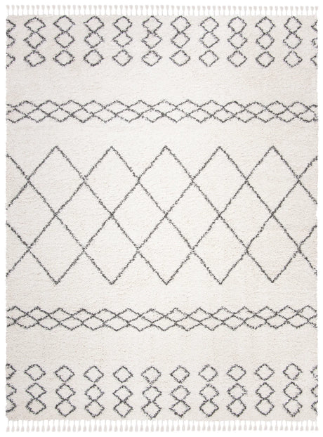 Safavieh Moroccan Fringe Shag 10'-0" x 14'-0" Rug in Ivory / Grey