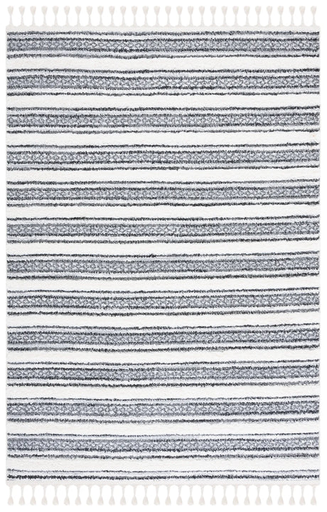 Safavieh Moroccan Tassel Shag 4'-0" x 6'-0" Rug in Grey / Ivory