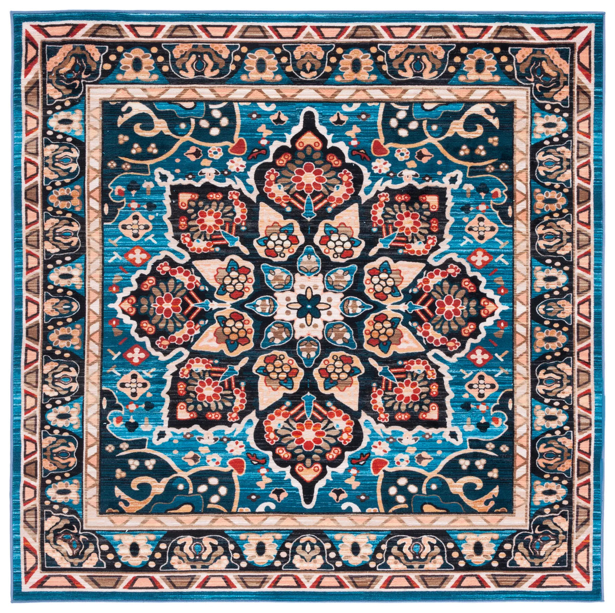 Safavieh Riviera 6'-7" x 6'-7" Rug in Blue / Black