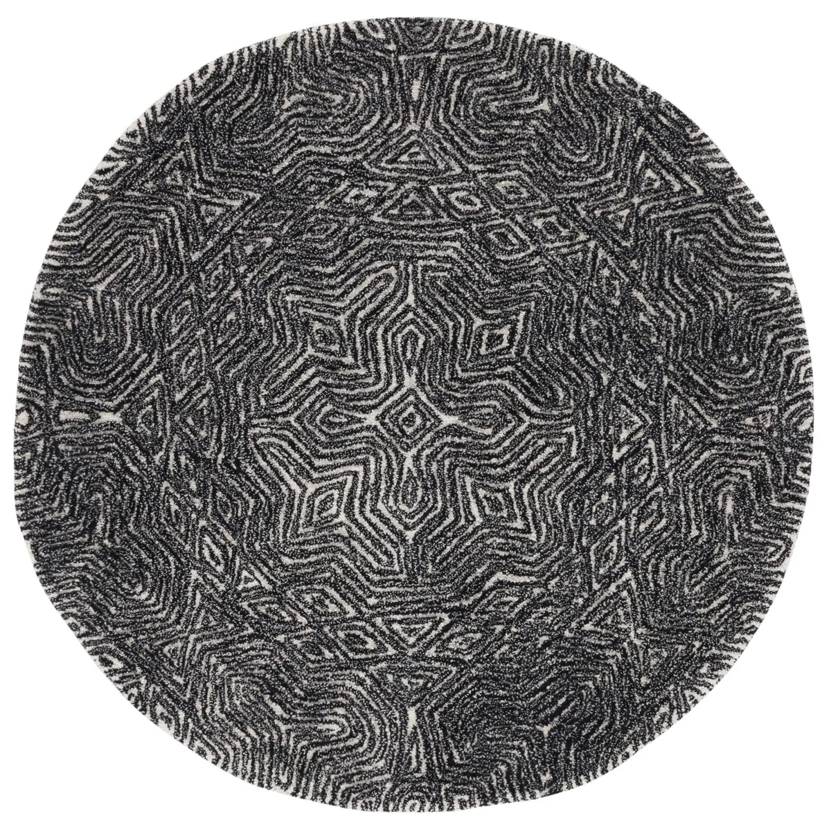 Safavieh Micro-Loop 5'-0" x 5'-0" Rug in Ivory / Black