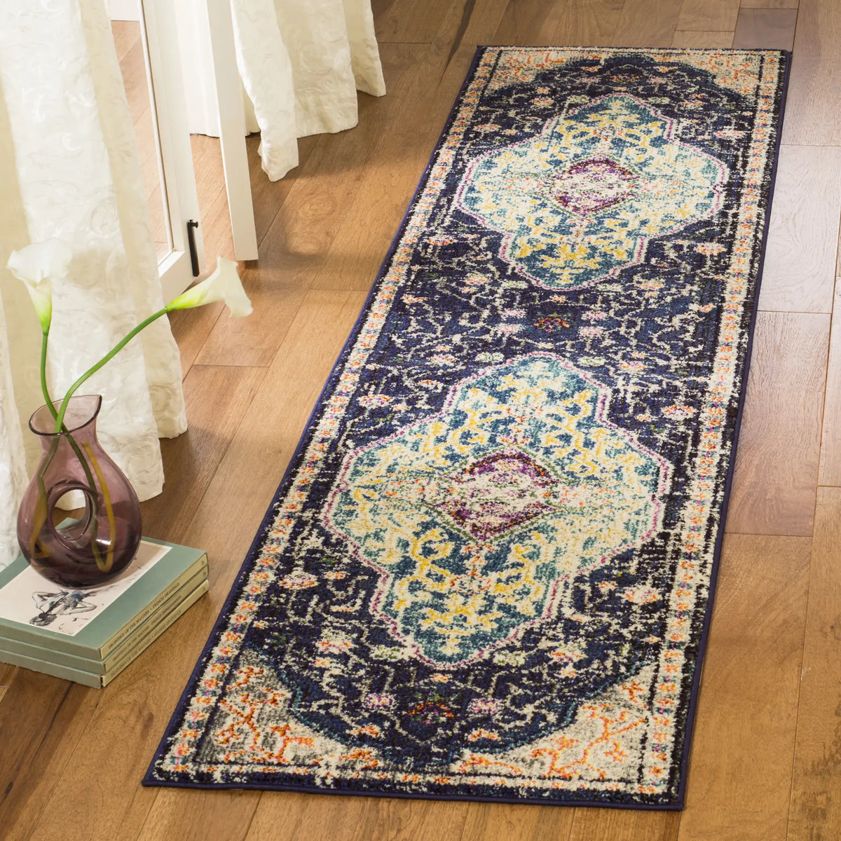 Safavieh Monaco 2'-2" x 12'-0" Rug in Black / Blue