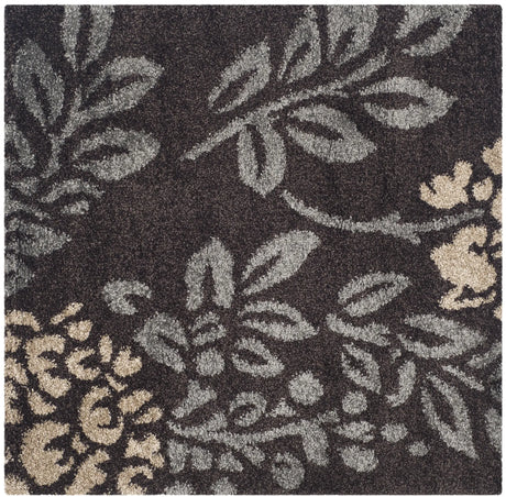 Safavieh Florida Shag 4'-0" x 4'-0" Rug in Dark Brown / Grey