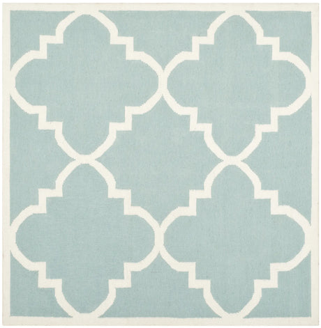 Safavieh Dhurries 6'-0" x 6'-0" Rug in Light Blue / Ivory