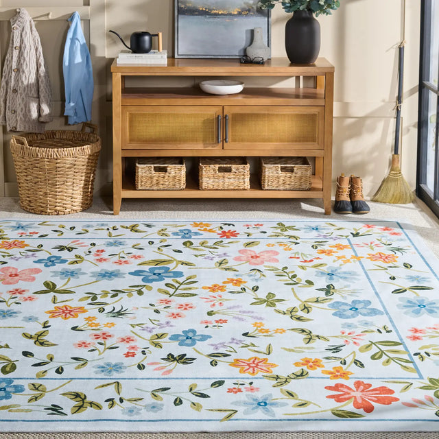 Safavieh Martha Stewart Washable 8'-0" x 10'-0" Rug in Light Blue / Rust