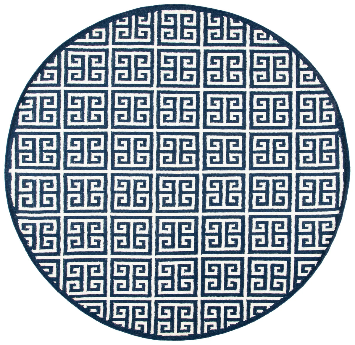 Safavieh Dhurries 7'-0" x 7'-0" Rug in Navy / Ivory