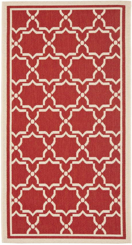 Safavieh Courtyard 2'-7" x 5'-0" Rug in Red / Bone