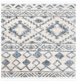 Safavieh Berber Fringe Shag 6'-7" x 6'-7" Rug in Cream / Navy