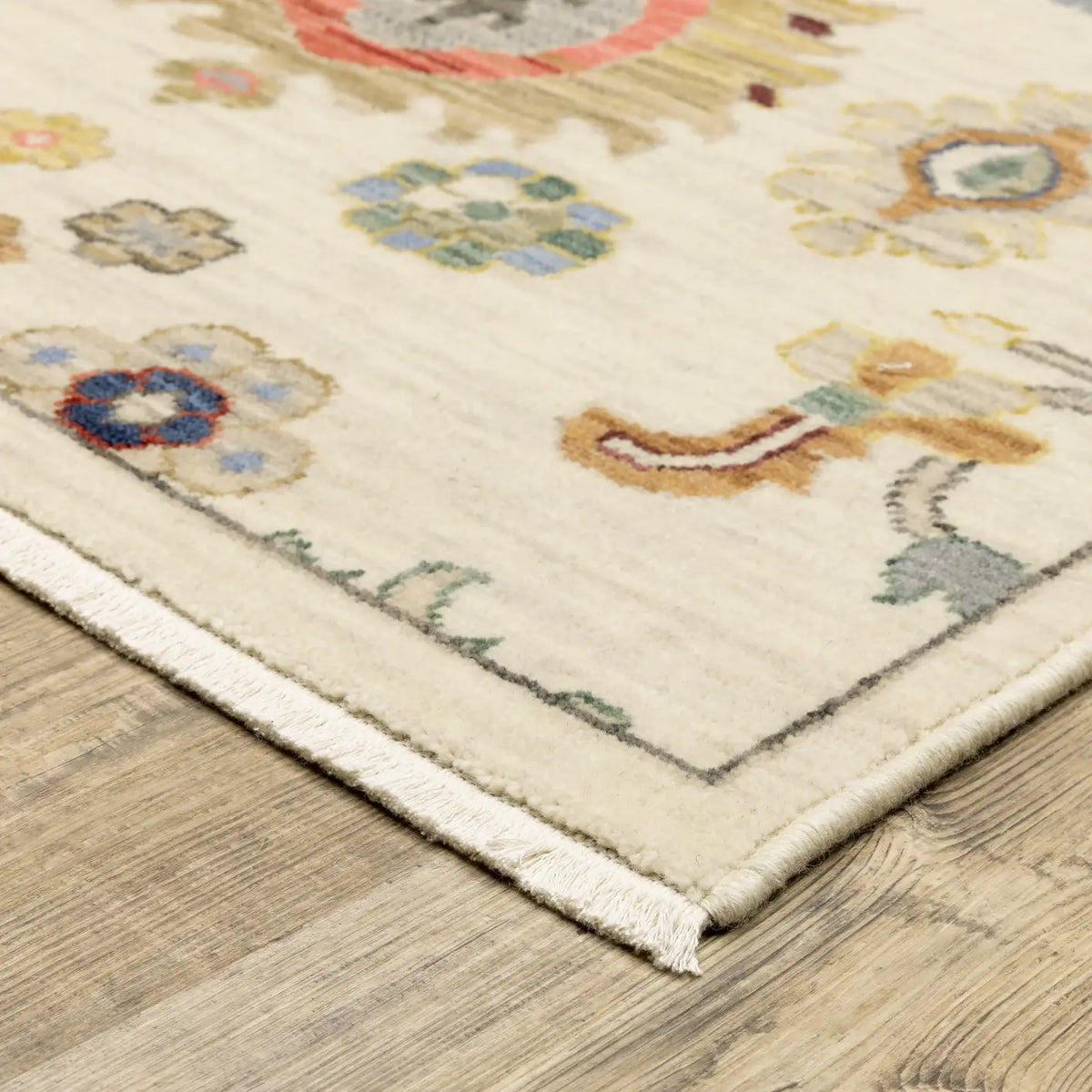 Oriental Weavers Lucca 5507W Ivory/ Multi Rug - corner detail