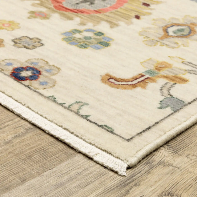 Oriental Weavers Lucca 5507W Ivory/ Multi Rug - corner detail