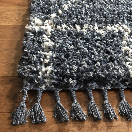 Safavieh Pro Lux Shag 400 4'-0" x 6'-0" Rug in Blue / Creme