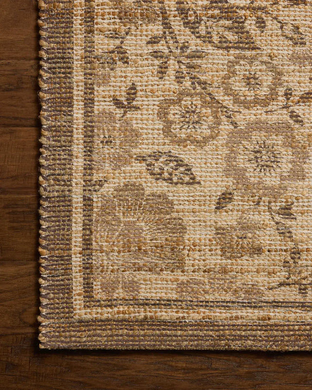 Chris Loves Julia x Loloi Rue RUE-03 Bark / Mocha Rug - corner on wood