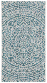Safavieh Courtyard 2'-0" x 3'-7" Rug in Light Grey / Teal