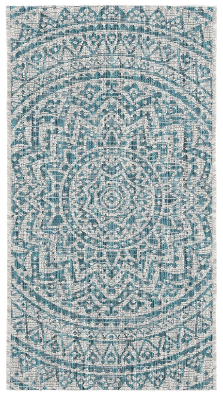 Safavieh Courtyard 2'-0" x 3'-7" Rug in Light Grey / Teal