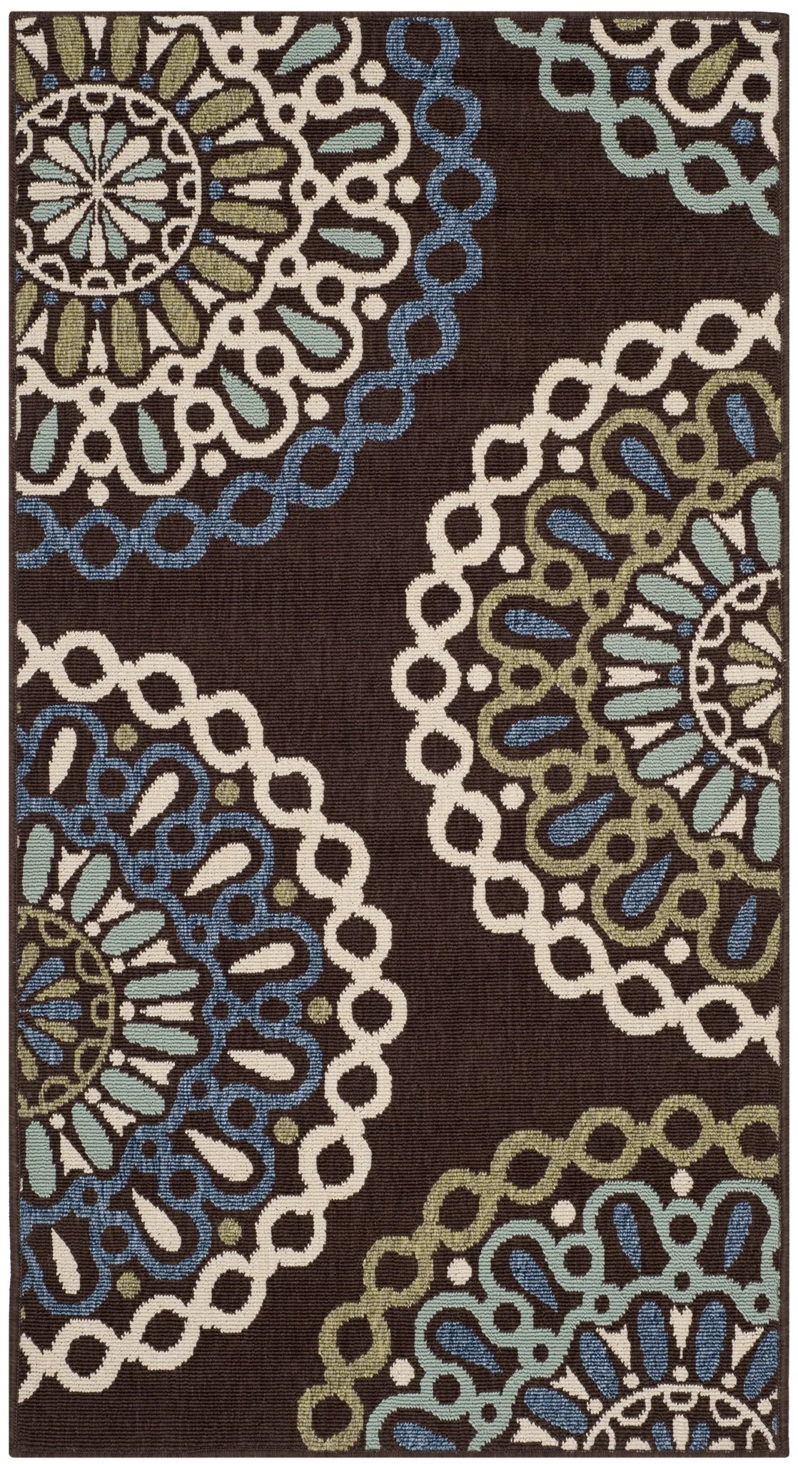 Safavieh Veranda 2'-7" x 5'-0" Rug in Chocolate / Blue