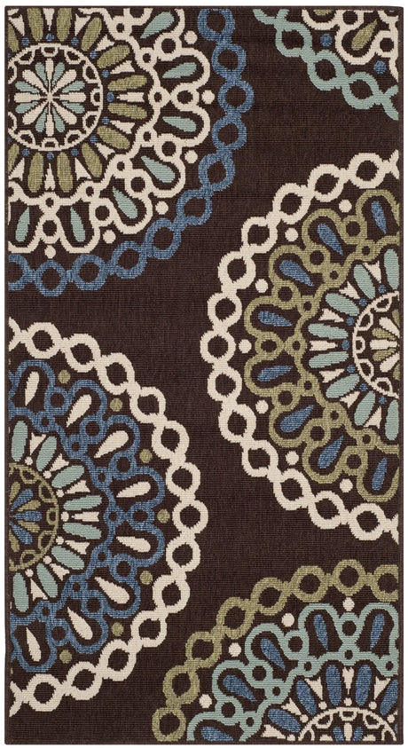 Safavieh Veranda 2'-7" x 5'-0" Rug in Chocolate / Blue