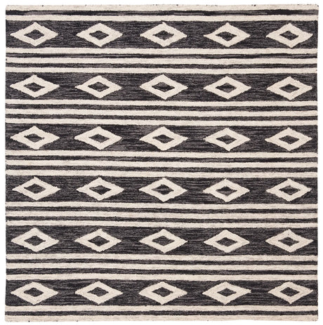 Safavieh Micro-Loop 5'-0" x 5'-0" Rug in Charcoal / Ivory