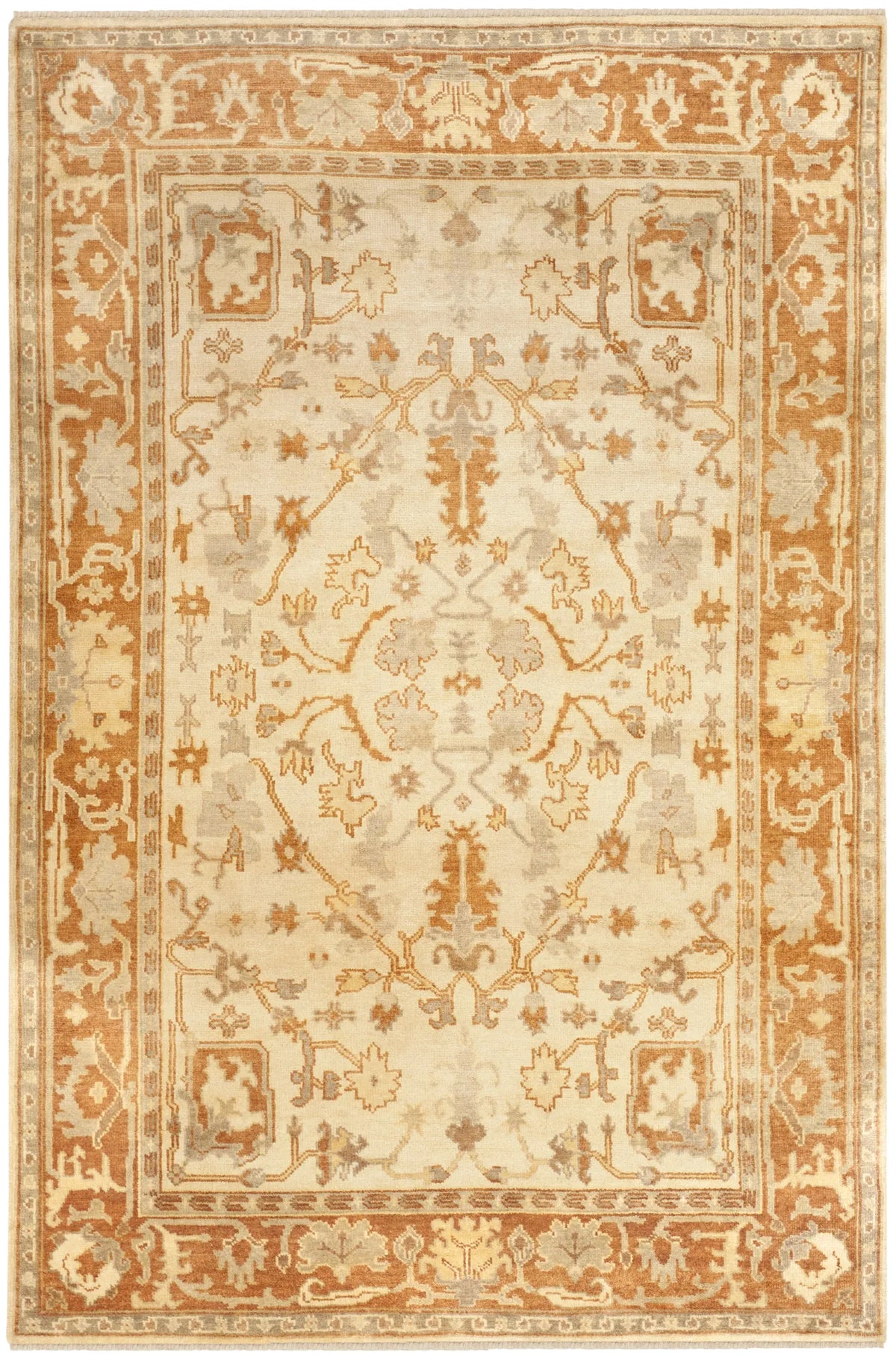 Safavieh Oushak 6'-0" x 9'-0" Rug in Ivory / Rust