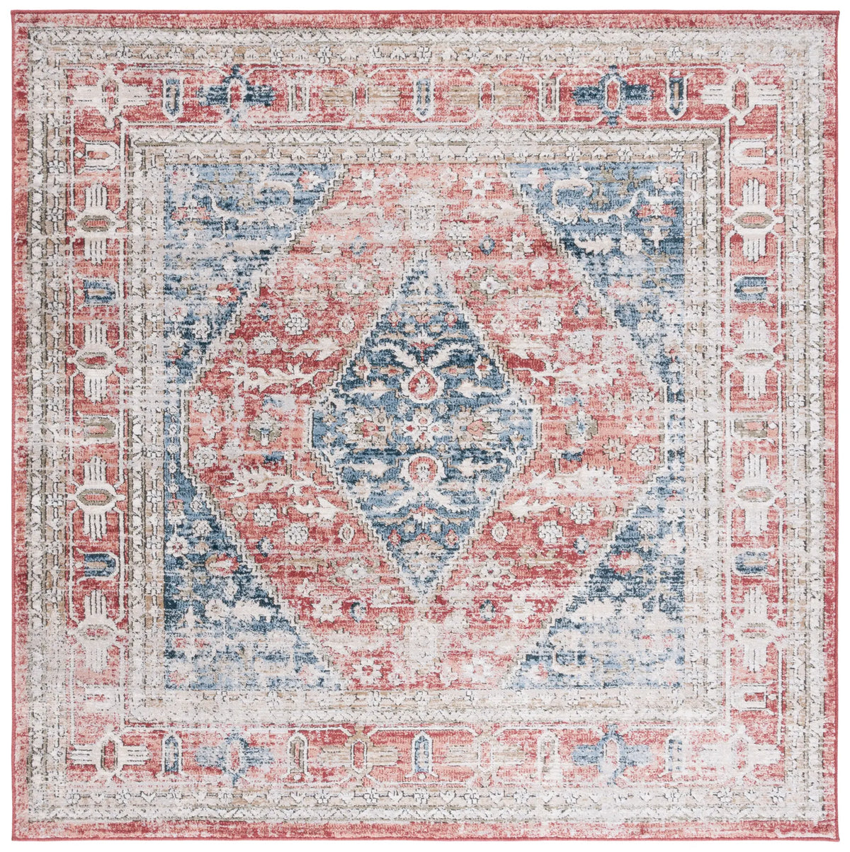 Safavieh Rosewood 6'-7" x 6'-7" Rug in Blue / Red