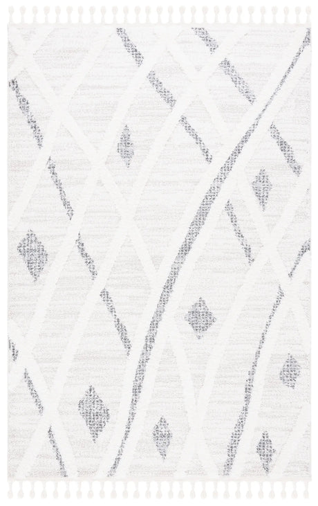 Safavieh Moroccan Tassel Shag 4'-0" x 6'-0" Rug in Beige / Grey